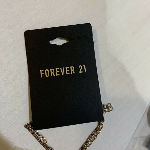 Forever 21 Necklace Gold Tone Chain Blue Stone Tassle - Picture 7 of 7